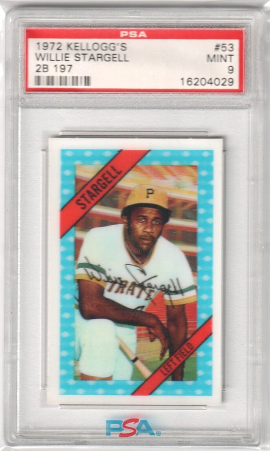 WILLIE STARGELL 1972 Kellogg's #53 PSA 9 MINT - PIRATES - Columbia Hobby - Sports Card Boxes - Toploaders - Card Savers