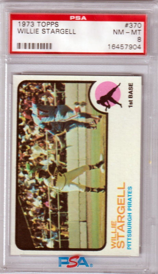 WILLIE STARGELL 1973 Topps #370 PSA 8 NM - MT - PIRATES - Columbia Hobby - Sports Card Boxes - Toploaders - Card Savers