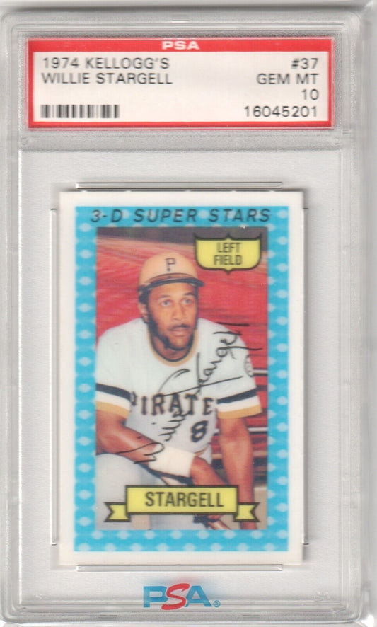 WILLIE STARGELL 1974 Kellogg's 3D Super Stars #37 PSA 10 GEM MINT - PIRATES - Columbia Hobby - Sports Card Boxes - Toploaders - Card Savers
