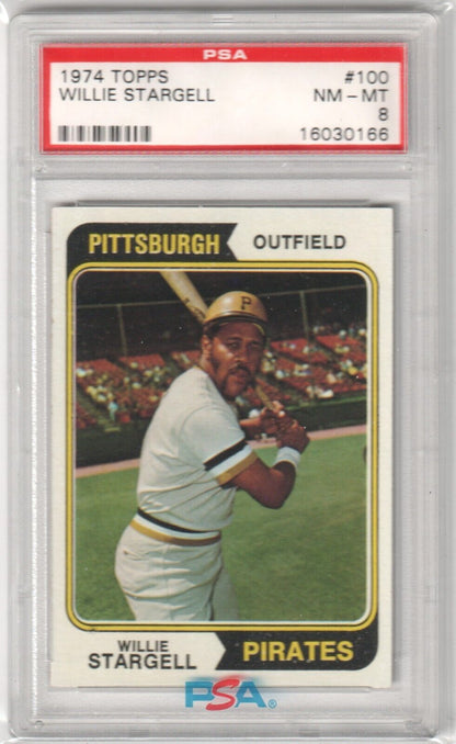 WILLIE STARGELL 1974 Topps #100 PSA 8 NM - MT - PIRATES - Columbia Hobby - Sports Card Boxes - Toploaders - Card Savers