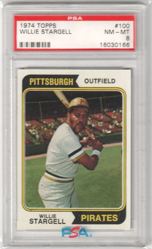 WILLIE STARGELL 1974 Topps #100 PSA 8 NM - MT - PIRATES - Columbia Hobby - Sports Card Boxes - Toploaders - Card Savers