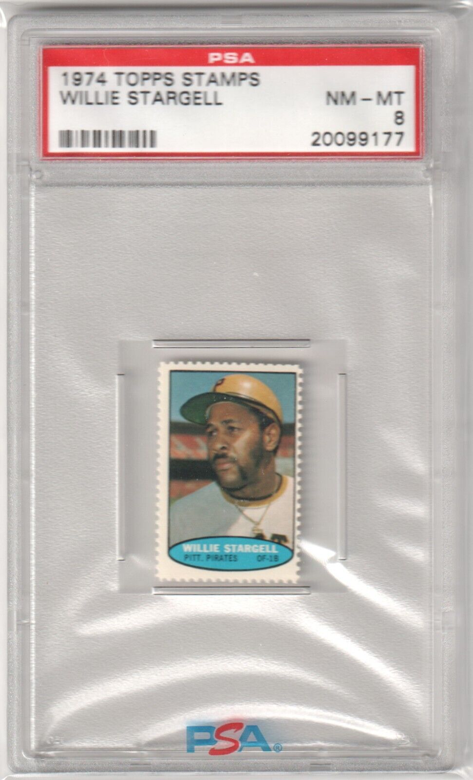 WILLIE STARGELL 1974 Topps Stamps PSA 8 NM - MT - PIRATES - Columbia Hobby - Sports Card Boxes - Toploaders - Card Savers