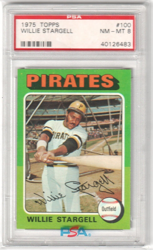 WILLIE STARGELL 1975 Topps #100 PSA 8 NM - MT - PIRATES - Columbia Hobby - Sports Card Boxes - Toploaders - Card Savers