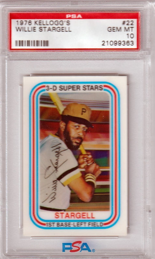 WILLIE STARGELL 1976 Kellogg's 3 - D Super Stars #22 PSA 10 GEM MINT - PIRATES - Columbia Hobby - Sports Card Boxes - Toploaders - Card Savers