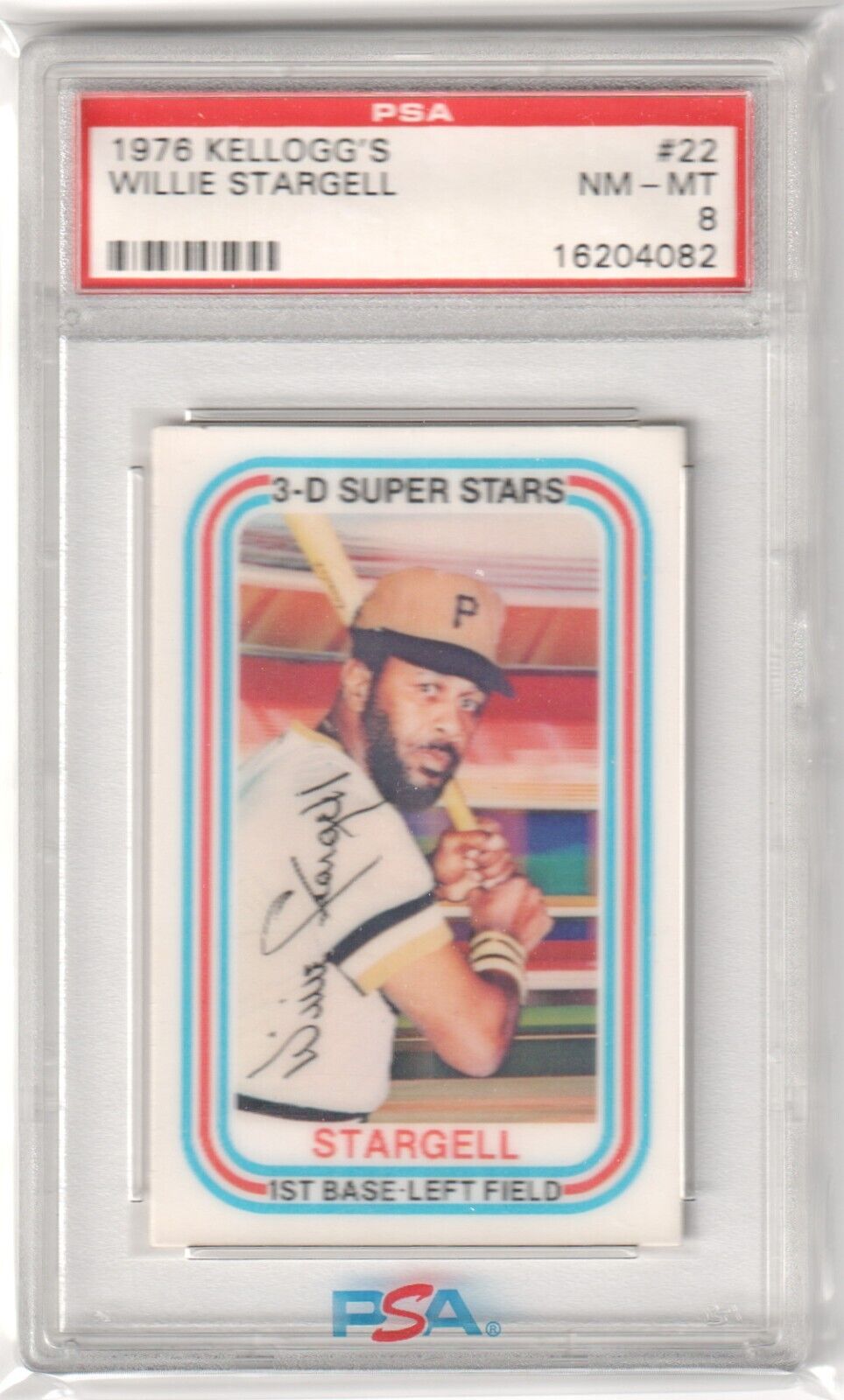 WILLIE STARGELL 1976 Kellogg's 3D Super Stars #22 PSA 8 NM - MT - PIRATES - Columbia Hobby - Sports Card Boxes - Toploaders - Card Savers