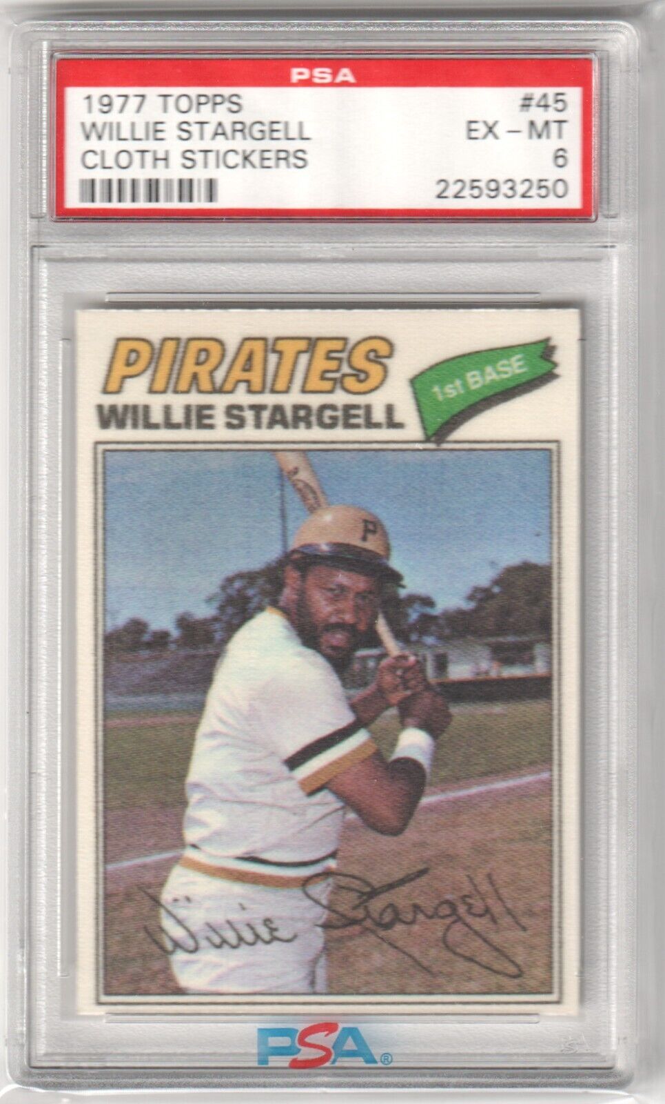 WILLIE STARGELL 1977 Topps #45 PSA 6 EX - MT - PIRATES - Columbia Hobby - Sports Card Boxes - Toploaders - Card Savers