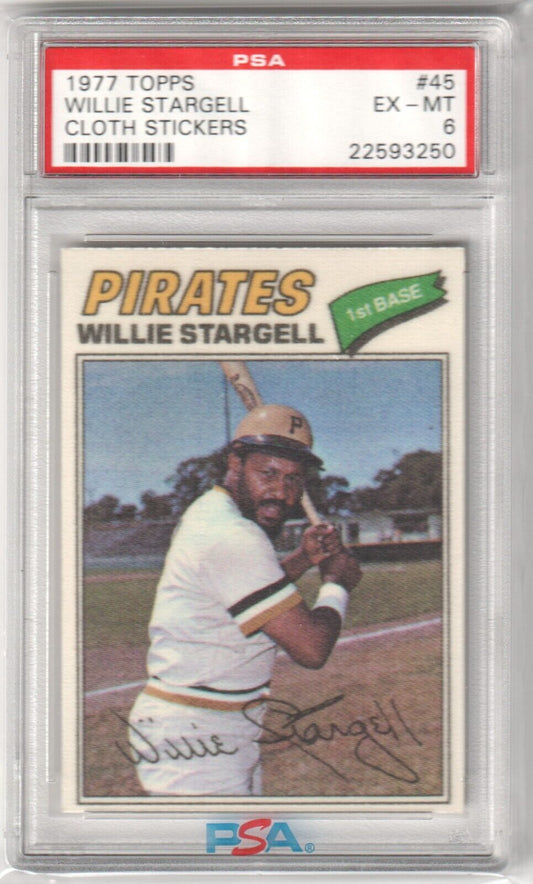 WILLIE STARGELL 1977 Topps #45 PSA 6 EX - MT - PIRATES - Columbia Hobby - Sports Card Boxes - Toploaders - Card Savers