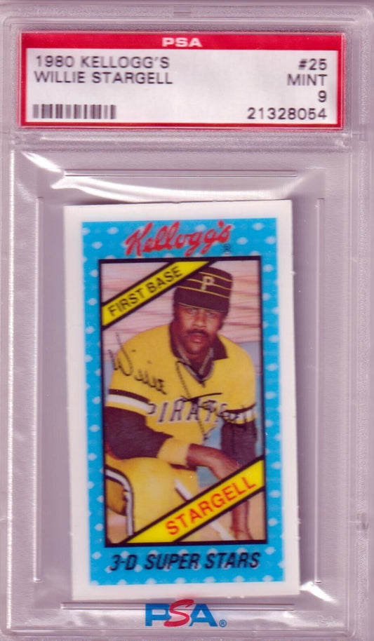 WILLIE STARGELL 1980 Kellogg's 3 - D Super Stars #25 PSA 9 MINT - PIRATES - Columbia Hobby - Sports Card Boxes - Toploaders - Card Savers