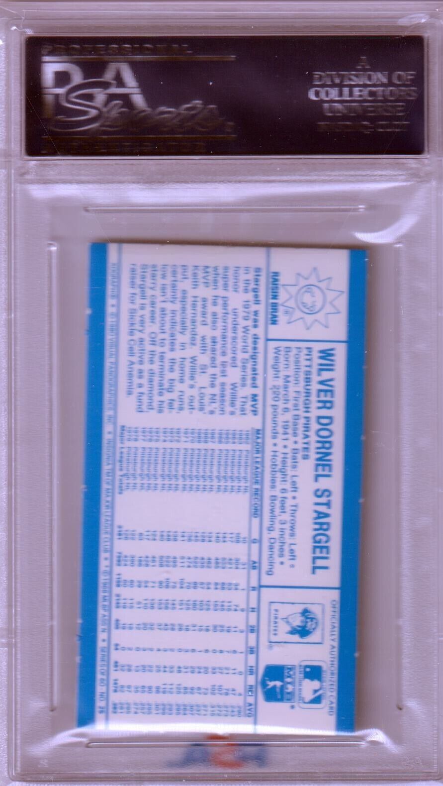 WILLIE STARGELL 1980 Kellogg's 3 - D Super Stars #25 PSA 9 MINT - PIRATES - Columbia Hobby - Sports Card Boxes - Toploaders - Card Savers