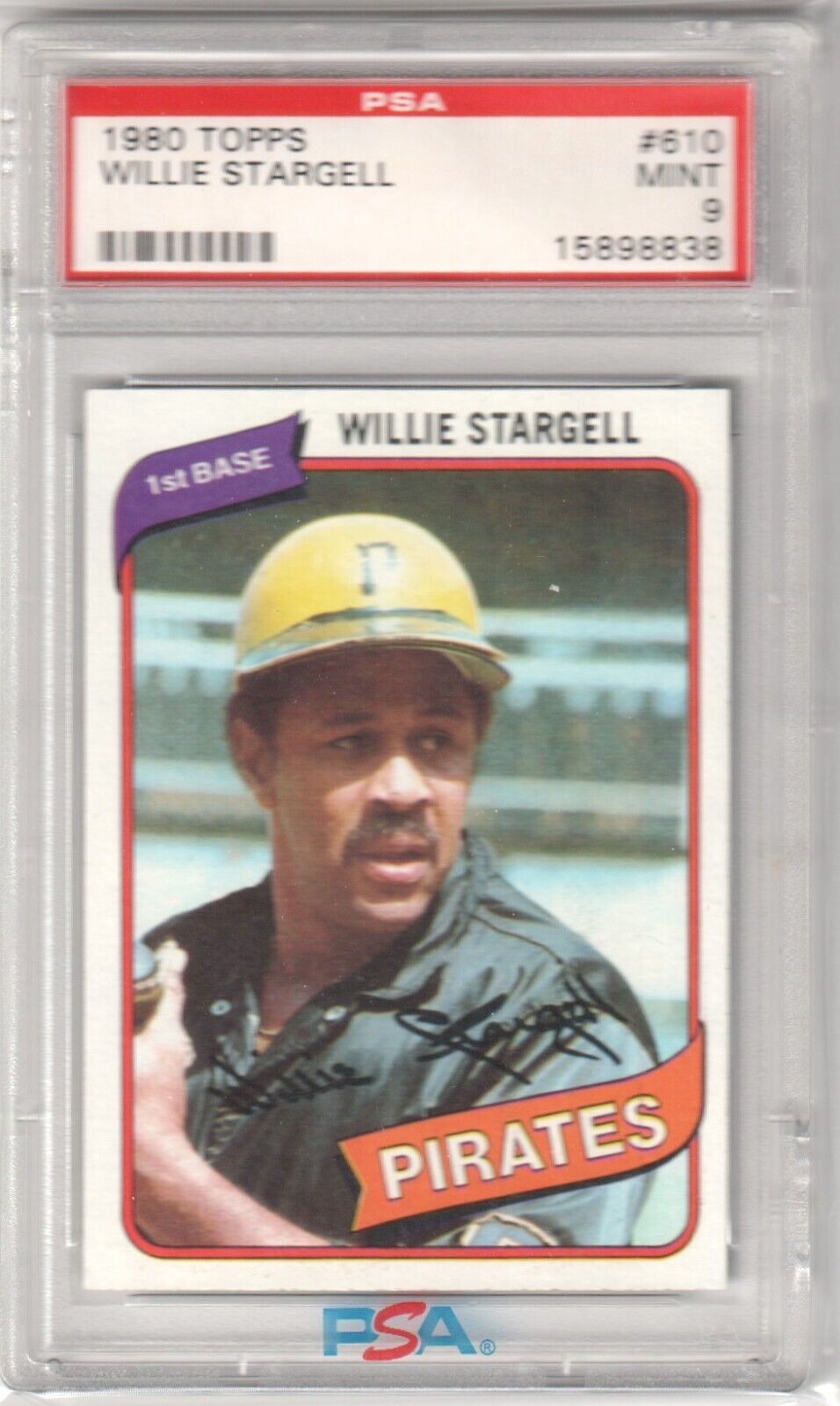 WILLIE STARGELL 1980 Topps #610 PSA 9 MINT - PIRATES - Columbia Hobby - Sports Card Boxes - Toploaders - Card Savers