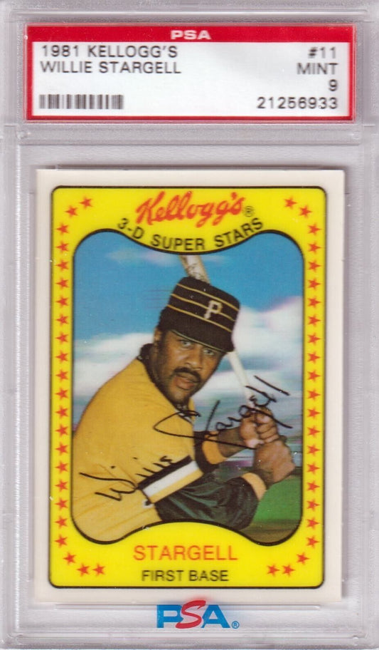 WILLIE STARGELL 1981 Kellogg's 3 - D Super Stars #11 PSA 9 MINT - PIRATES - Columbia Hobby - Sports Card Boxes - Toploaders - Card Savers