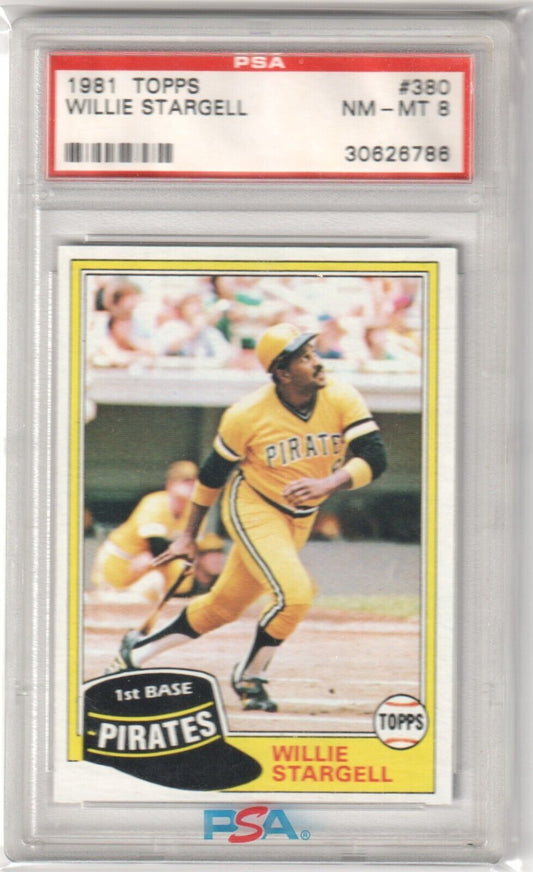 WILLIE STARGELL 1981 Topps #380 PSA 8 NM - MT - PIRATES - Columbia Hobby - Sports Card Boxes - Toploaders - Card Savers