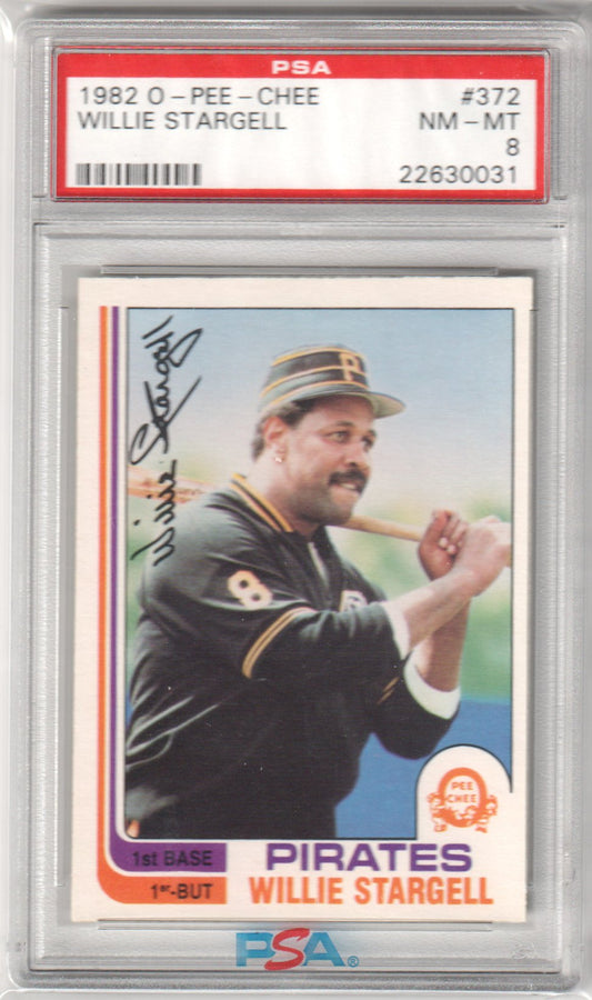 WILLIE STARGELL 1982 O - Pee - Chee #372 PSA 8 NM - MT - PIRATES - Columbia Hobby - Sports Card Boxes - Toploaders - Card Savers