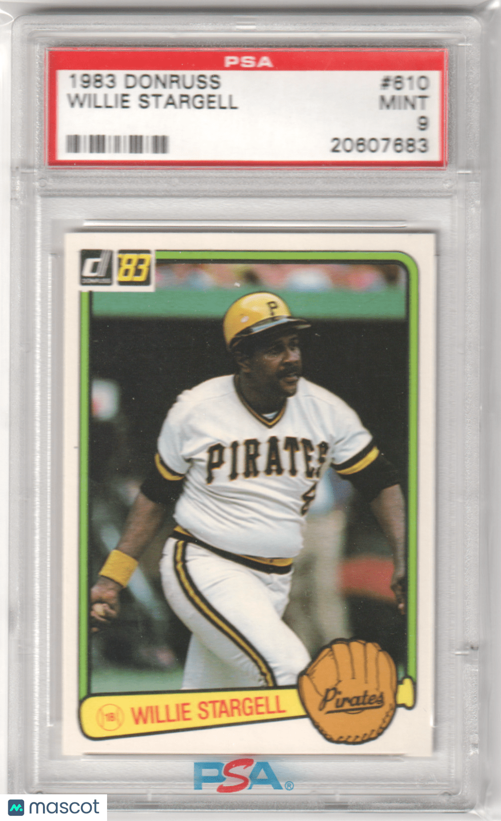 WILLIE STARGELL 1983 Donruss 610 PSA 9 MINT - PIRATES - Columbia Hobby - Sports Card Boxes - Toploaders - Card Savers