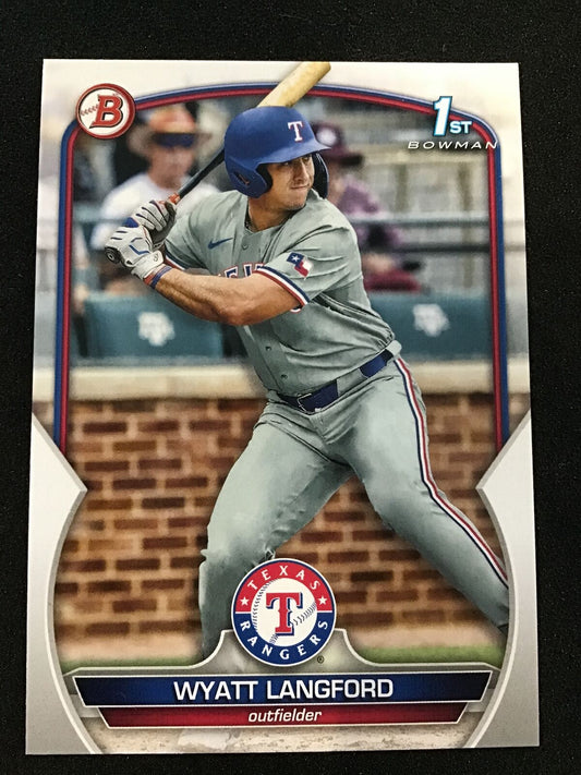 Wyatt Langford 2023 Bowman Draft 1st BD - 106 - Texas Rangers - Columbia Hobby - Sports Card Boxes - Toploaders - Card Savers