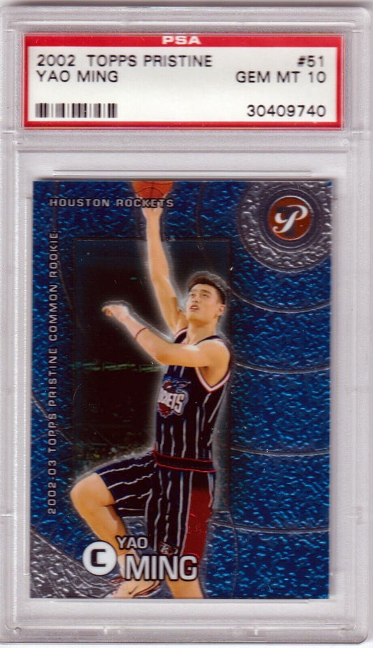 YAO MING 2002 - 03 Topps Pristine RC Rookie #51 PSA 10 GEM MINT - ROCKETS - Columbia Hobby - Sports Card Boxes - Toploaders - Card Savers