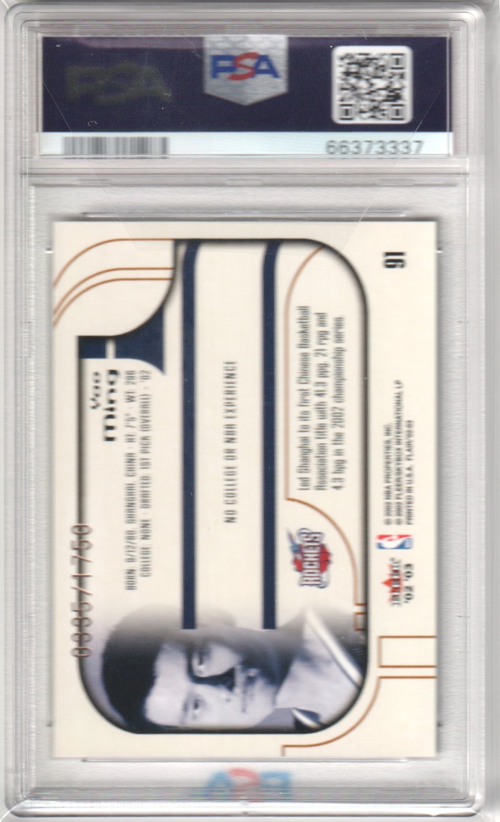 YAO MING 2002 Fleer Flair 91 PSA 9 MINT - ROCKETS - Columbia Hobby - Sports Card Boxes - Toploaders - Card Savers