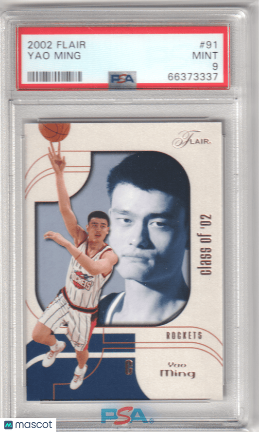 YAO MING 2002 Fleer Flair 91 PSA 9 MINT - ROCKETS - Columbia Hobby - Sports Card Boxes - Toploaders - Card Savers