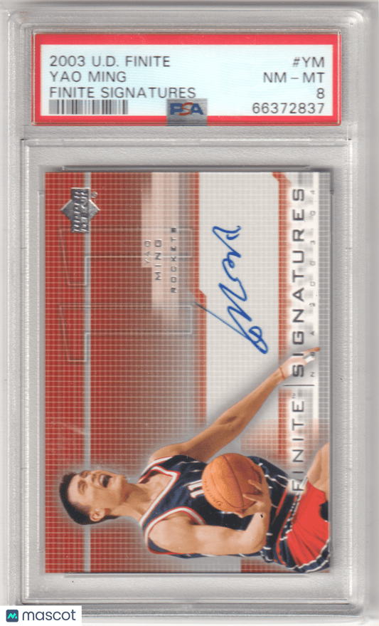 YAO MING 2003 Upper Deck Finite Finite Signatures YM PSA 8 NM - ROCKETS - Columbia Hobby - Sports Card Boxes - Toploaders - Card Savers