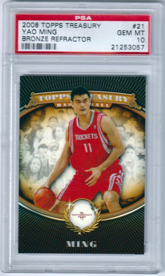 YAO MING 2008 - 09 Topps Treasury Bronze Refractor #/999 PSA 10 GEM MINT POP 2 - Columbia Hobby - Sports Card Boxes - Toploaders - Card Savers