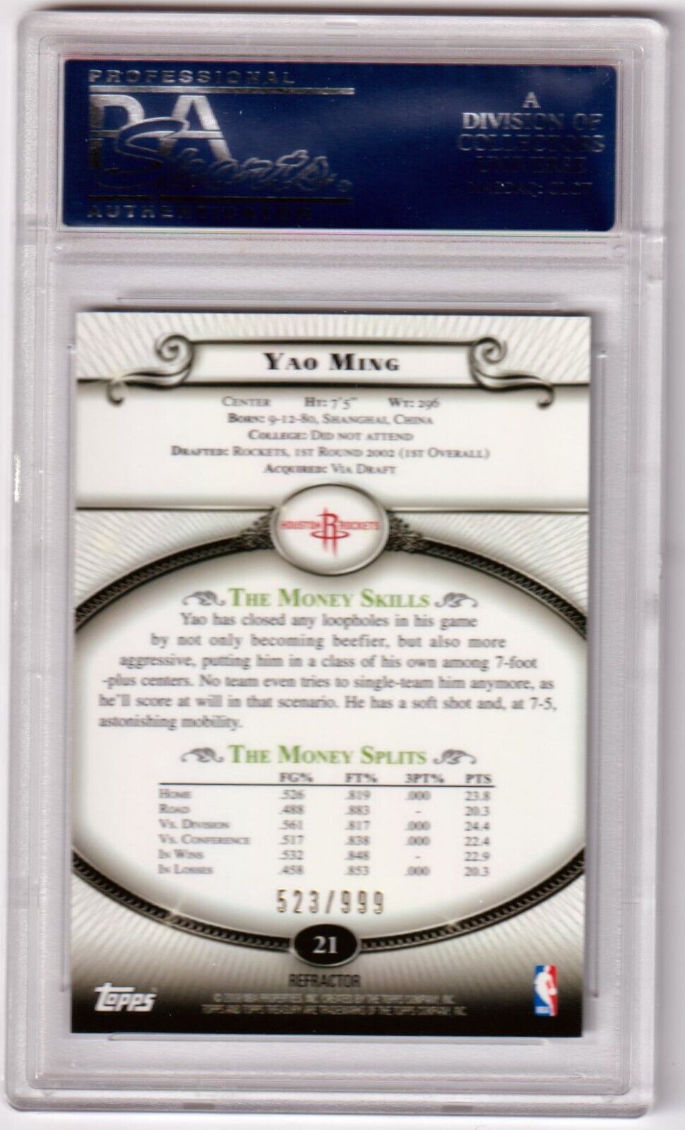 YAO MING 2008 - 09 Topps Treasury Bronze Refractor #/999 PSA 10 GEM MINT POP 2 - Columbia Hobby - Sports Card Boxes - Toploaders - Card Savers