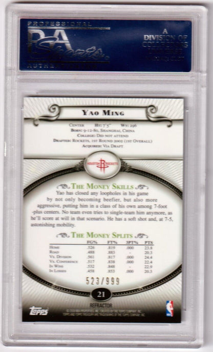 YAO MING 2008 - 09 Topps Treasury Bronze Refractor #/999 PSA 10 GEM MINT POP 2 - Columbia Hobby - Sports Card Boxes - Toploaders - Card Savers