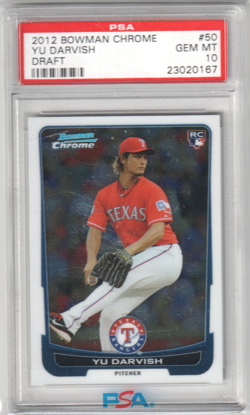 YU DARVISH 2012 Bowman Chrome Draft RC Rookie PSA 10 GEM MINT RANGERS PADRES - Columbia Hobby - Sports Card Boxes - Toploaders - Card Savers