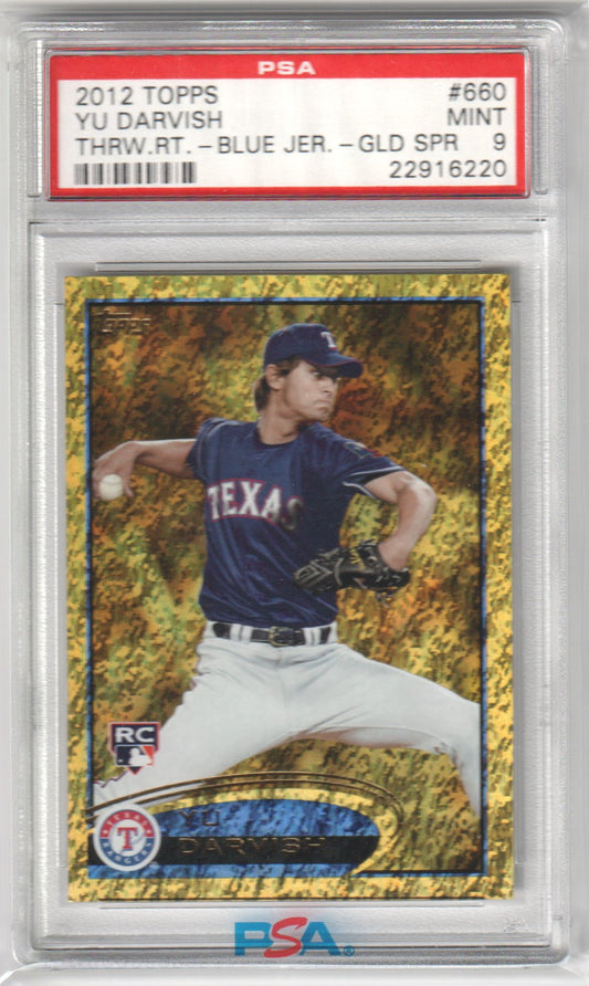 YU DARVISH 2012 Topps #660 Gold Sparkle Rookie RC PSA 9 MINT - RANGERS PADRES - Columbia Hobby - Sports Card Boxes - Toploaders - Card Savers