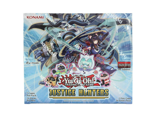Yu - Gi - Oh! Justice Hunters Booster Box | Columbia Sports Cards & More - Columbia Hobby - Sports Card Boxes - Toploaders - Card Savers