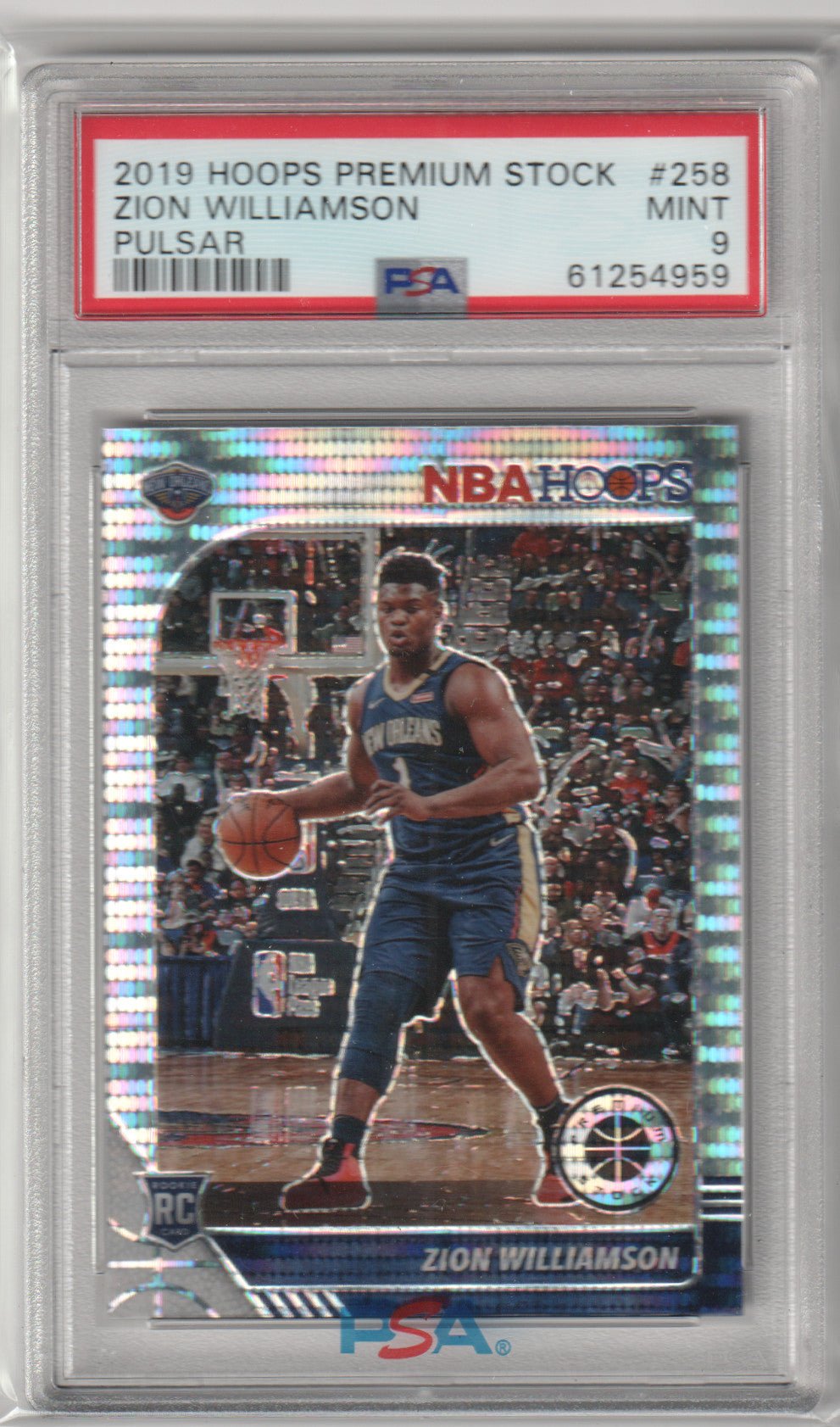 ZION WILLIAMSON 2019 - 20 Panini Hoops Premium Stock Rookie RC Pulsar PSA 9 MINT - Columbia Hobby - Sports Card Boxes - Toploaders - Card Savers