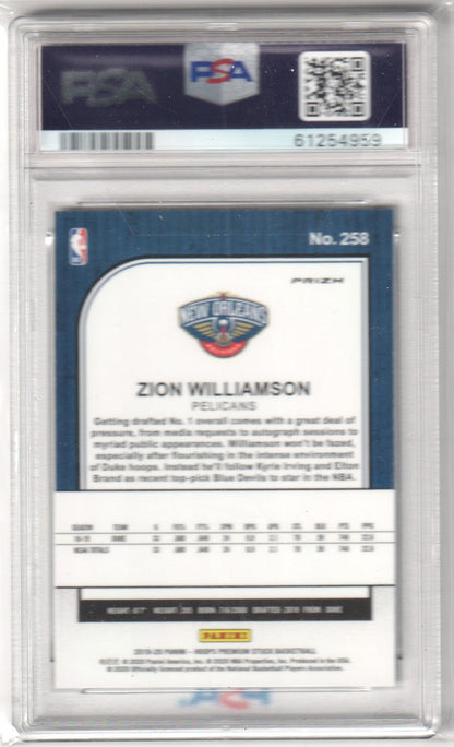 ZION WILLIAMSON 2019 - 20 Panini Hoops Premium Stock Rookie RC Pulsar PSA 9 MINT - Columbia Hobby - Sports Card Boxes - Toploaders - Card Savers