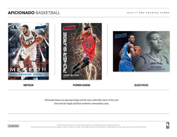 2016-17 Panini Aficionado Basketball Hobby Box | Columbia Sports Cards & More.
