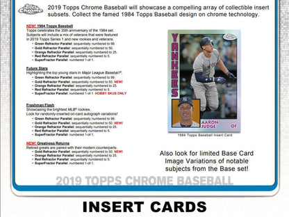 2019 Topps Chrome Baseball Jumbo Box - Columbia Hobby - Sports Card Boxes - Toploaders - Card Savers