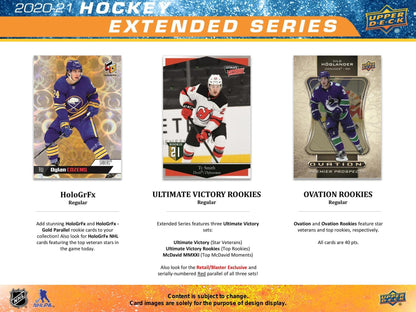 2020 - 21 Upper Deck Extended Series Hockey 24 - Pack Box - Columbia Hobby - Sports Card Boxes - Toploaders - Card Savers