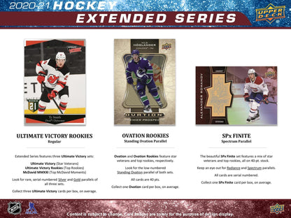 2020 - 21 Upper Deck Extended Series Hockey Hobby Box - Columbia Hobby - Sports Card Boxes - Toploaders - Card Savers