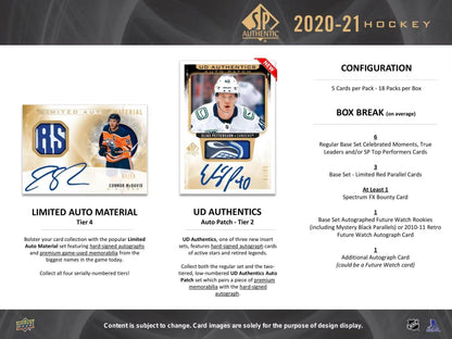 2020 - 21 Upper Deck SP Authentic Hockey Hobby Box - Columbia Hobby - Sports Card Boxes - Toploaders - Card Savers