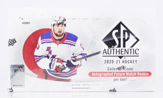 2020 - 21 Upper Deck SP Authentic Hockey Hobby Box - Columbia Hobby - Sports Card Boxes - Toploaders - Card Savers