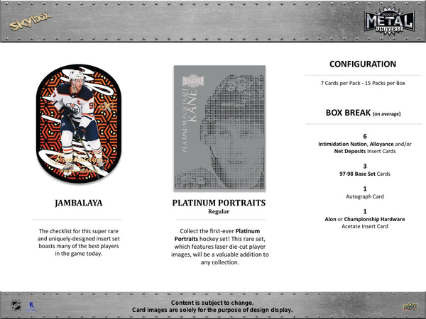 2020-21 Upper Deck Skybox Metal Universe Hockey Hobby Box | Columbia Sports Cards & More.