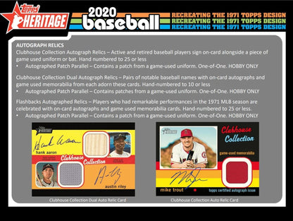 2020 Topps Heritage Baseball Hobby Box - Columbia Hobby - Sports Card Boxes - Toploaders - Card Savers