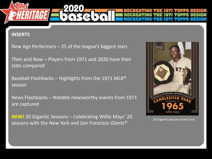 2020 Topps Heritage Baseball Hobby Box - Columbia Hobby - Sports Card Boxes - Toploaders - Card Savers