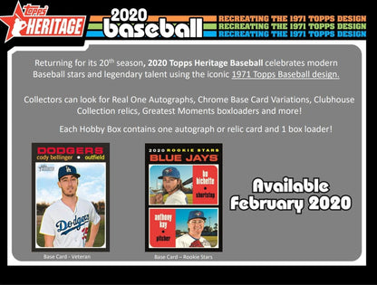 2020 Topps Heritage Baseball Hobby Box - Columbia Hobby - Sports Card Boxes - Toploaders - Card Savers