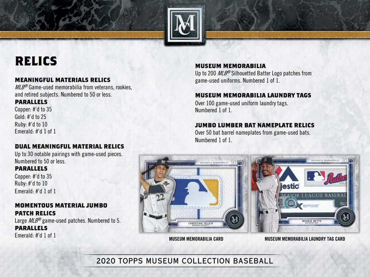 2020 Topps Museum Collection Baseball Hobby Box | Columbia Sports Cards & More.