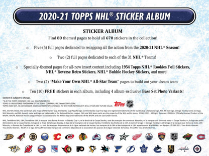 2021 - 22 Topps NHL Hockey Sticker Collection Box - Columbia Hobby - Sports Card Boxes - Toploaders - Card Savers