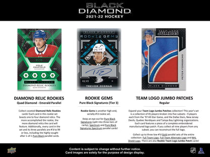 2021 - 22 Upper Deck Black Diamond Hockey Hobby Box - Columbia Hobby - Sports Card Boxes - Toploaders - Card Savers