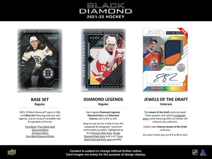 2021 - 22 Upper Deck Black Diamond Hockey Hobby Box - Columbia Hobby - Sports Card Boxes - Toploaders - Card Savers