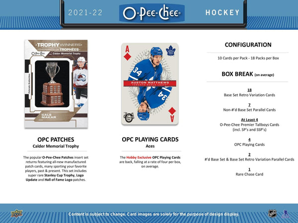 2021-22 Upper Deck O-Pee-Chee Hockey Hobby Box | Columbia Sports Cards & More.