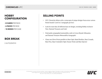 2021 Panini Chronicles UFC Hobby Box - Columbia Hobby - Sports Card Boxes - Toploaders - Card Savers