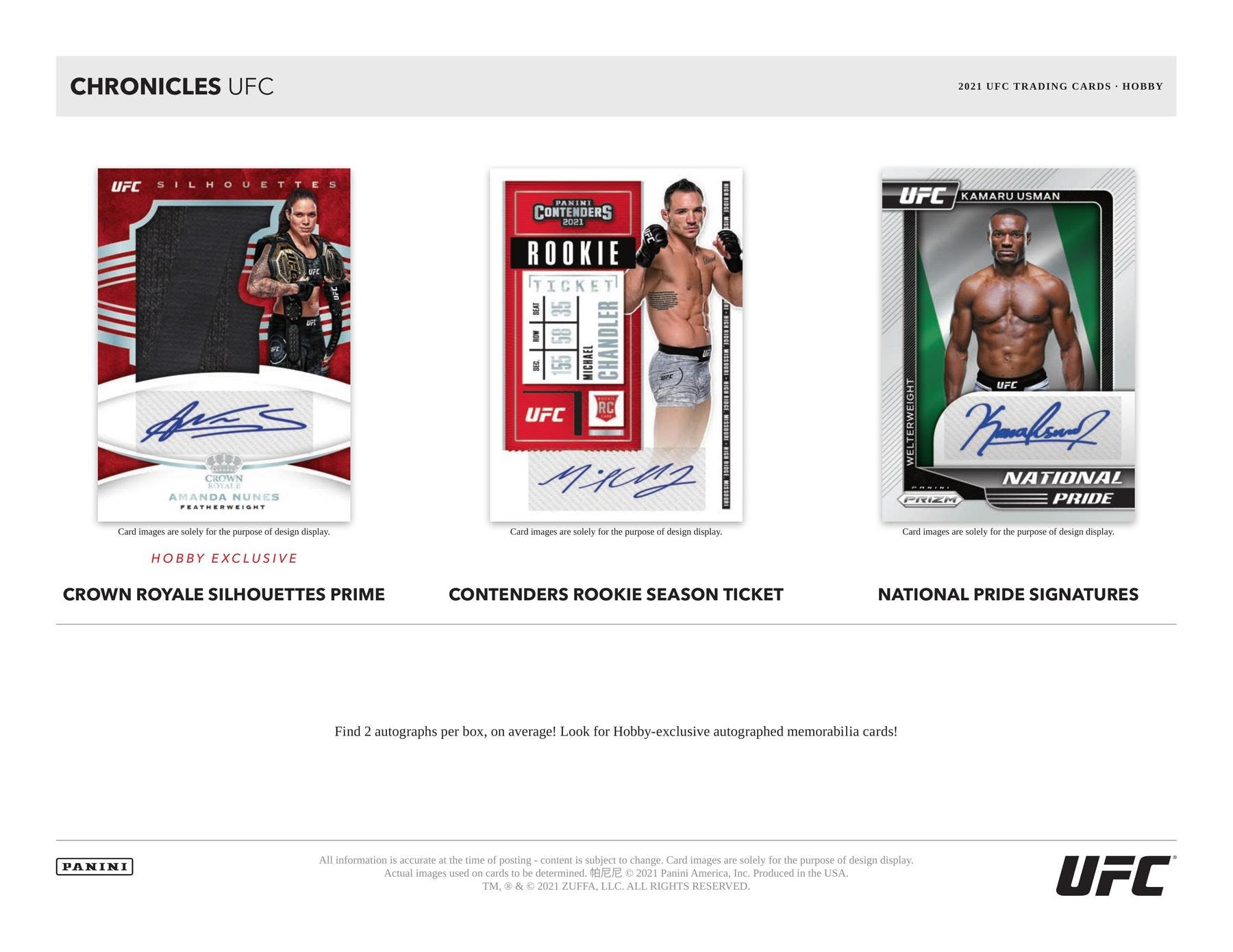 2021 Panini Chronicles UFC Hobby Box - Columbia Hobby - Sports Card Boxes - Toploaders - Card Savers