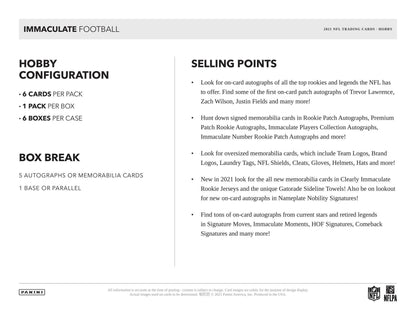 2021 Panini Immaculate Football Hobby Box - Columbia Hobby - Sports Card Boxes - Toploaders - Card Savers