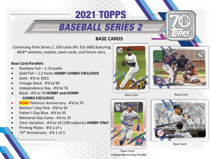 2021 Topps Series 2 Baseball Hobby Box - Columbia Hobby - Sports Card Boxes - Toploaders - Card Savers